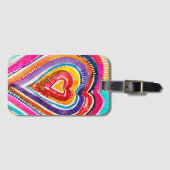 ハートボーホウォーターカラーアート ラゲッジタグ (正面横)