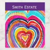 ハートボーホウォーターカラーアート ワインラベル (シングルラベル)