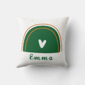 ハートボーホグリーンレインボーパーソナライズされた名付き クッション (裏面)