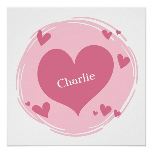 ハートポスターの名前カスタム ポスター (正面)