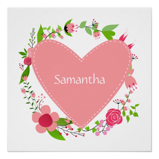 ハートポスターの名前カスタム ポスター (正面)