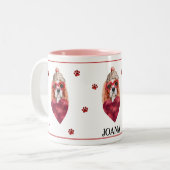 ハートポーカバリエスパニエル犬ヴァレンティーンズデイギフトドッグ ツートーンマグカップ (正面左)