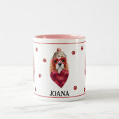 ハートポーカバリエスパニエル犬ヴァレンティーンズデイギフトドッグ ツートーンマグカップ (中央)