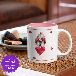 ハートポーズサンベルナルスヴァレンティーンズデイギフトドッグ ツートーンマグカップ