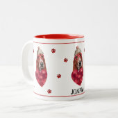 ハートポーズバセットハウンドバレンタインズデイギフトドッグ ツートーンマグカップ (正面左)