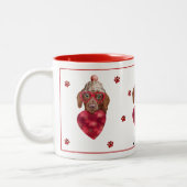 ハートポーズブラウンダックスンヴァレンティーンズデイギフトドッグ ツートーンマグカップ (左)