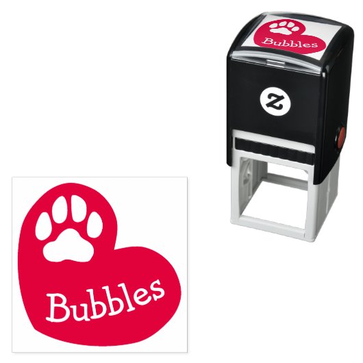 ハートポープリントペット名署名プレインクスタンプ セルフインキングスタンプ (インサイチュ)