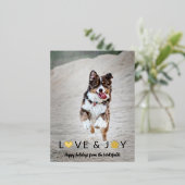 ハートポーラブアンドジョーペットフォトハッピーホリデー 箔シーズンポストカード (立ち正面)