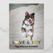 ハートポーラブアンドジョーペットフォトハッピーホリデー 箔シーズンポストカード (正面)