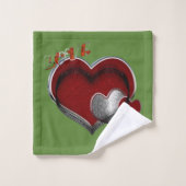 ハートマジックグリーン バスタオルセット (ウォッシュタオル)