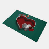 ハートマジックドアマット　ダークグリーンの背景 ドアマット (アングル)