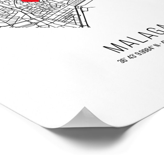 ハートマラガシティの地図(スペイン) ポスター (角)