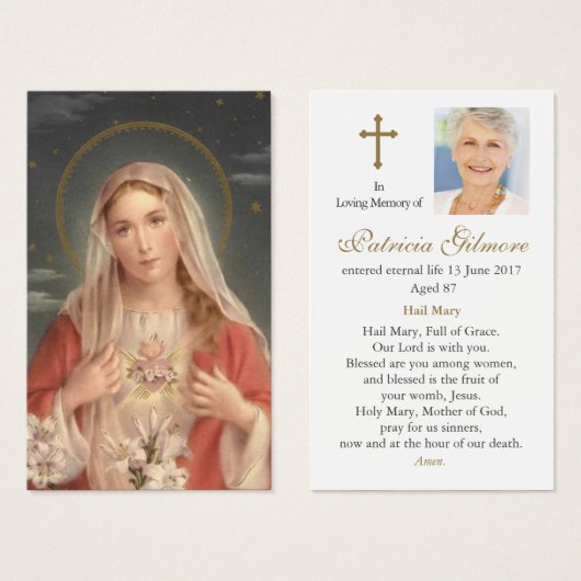 ハートマリア葬儀記念祈りの言葉共感表 (正面&裏面)