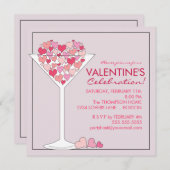 ハートマルティーニヴァレンタインズデイパーティの招待状 招待状 (正面/裏面)