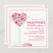 ハートマルティーニヴァレンタインズデイパーティの招待状 招待状 (正面/裏面)