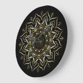 ハートマンダラホワイトと金ゴールドフェイクグリッター組織 ラージ壁時計 (傾斜)