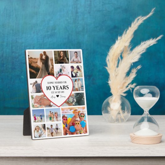 ハートマークが中央にある記念日の写真 フォトプラーク (側面)