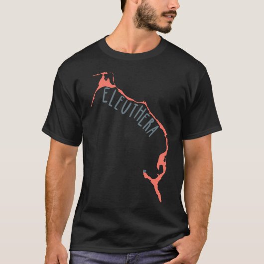 ハートマークで島の学校が描かれたエリュテラ島の地図 Tシャツ (正面)