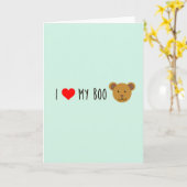 ハートマークのクマちゃんのグリーティングカード カード (黄色い花)