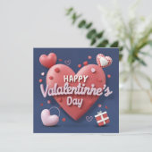 ハートマーク３Ｄ　テキスト「ハッピー・バレンタイン・デー」 シーズンカード (スタンド正面)