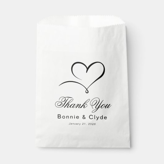 ハートマーク エレガント ウェディング ゲスト サンクス ホワイト フェイバーバッグ (正面)
