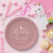 ハートミセスブライダルシャワープースピンク ペーパープレート (パーティー)