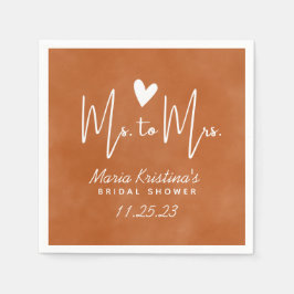 ハートミセスモダンブライダルシャワーテラコッタ スタンダードカクテルナプキン