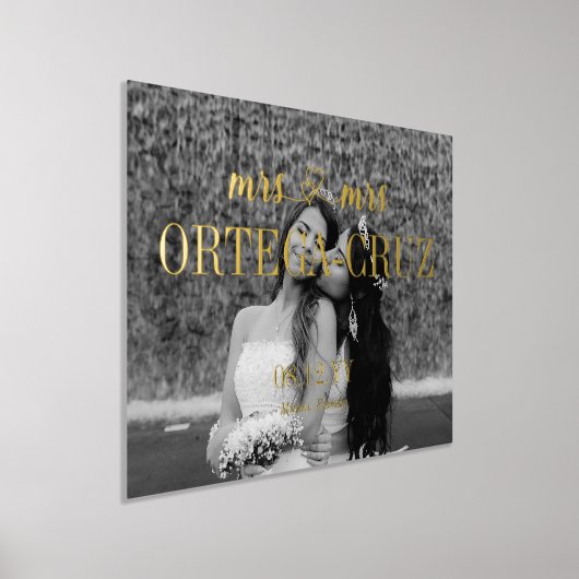 ハートミセス&ミセス姓レズビアン結婚の写真 箔ポスター (レイダウン)