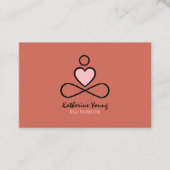 ハートミニマルデザインヨガインストラクターオレンジ&ブルー 名刺 (正面)