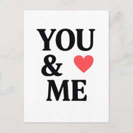 ハートミニマルバレンタインデー タイポグラフィ YOU & ME ポストカード