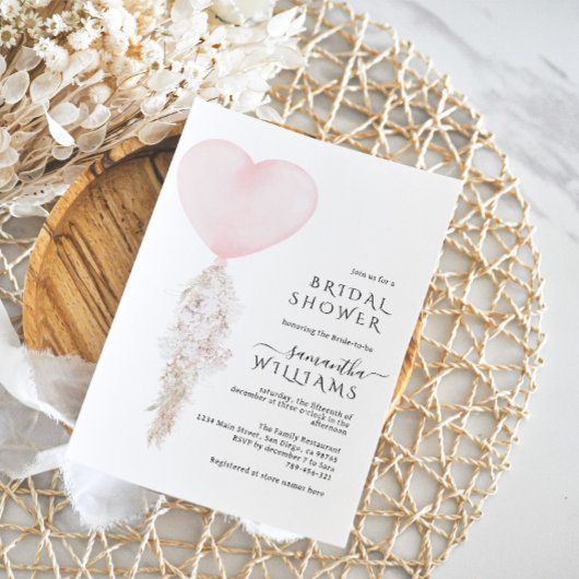 ハートミニマルモダンブライダルシャワー 招待状