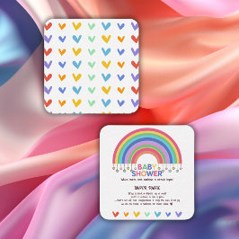ハートミートカラフルレトロレインボーベビーシャワー エンクロージャーカード