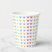 ハートミートカラフルレトロレインボーベビーシャワー 紙コップ (正面)