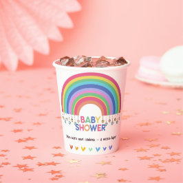 ハートミートカラフルレトロレインボーベビーシャワー 紙コップ
