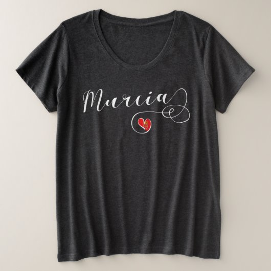 ハートムルシア国旗、スペイン・ムルシア市 プラスサイズTシャツ (デザイン正面)