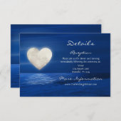 ハートムーンと雪のビーチ冬の結婚式詳細 エンクロージャーカード (正面/裏面)