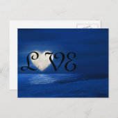 ハートムーンと雪のビーチLOVE Winter ポストカード (正面/裏面)