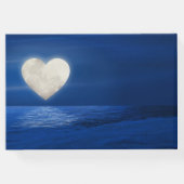 ハートムーン雪に覆われたビーチ冬の結婚式 ゲストブック (裏面)