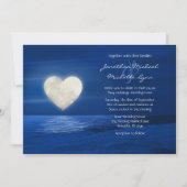 ハートムーン雪に覆われたビーチ冬の結婚式 招待状 (正面)