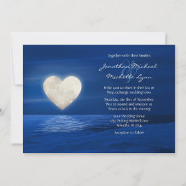 ハートムーン雪に覆われたビーチ冬の結婚式 招待状