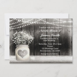 ハートメイスンジャー&ベビーズブレス素朴招待状 招待状