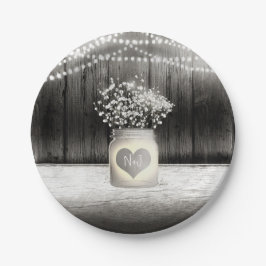 ハートメイスンジャー&ベビー素朴ズ結婚の ペーパープレート