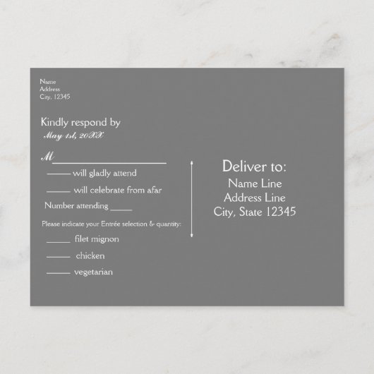 ハートメイソンジャー&バビーズブレスウェディング素朴RSVP インビテーションポストカード (裏面)