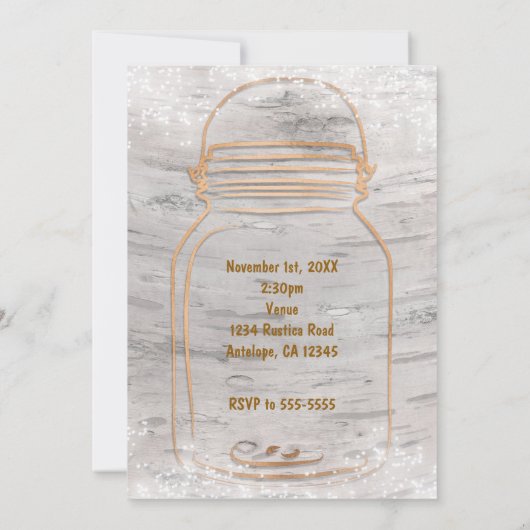 ハートメイソンジャー&ライト樺の木スウィート16招待状 招待状 (裏面)