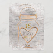 ハートメイソンジャー&ライト樺の木スウィート16招待状 招待状 (正面/裏面)