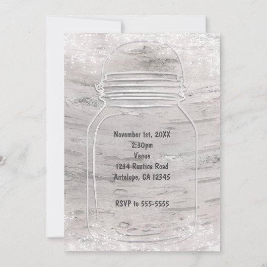 ハートメイソンジャー&ライト樺の木スウィート16招待状 招待状 (裏面)