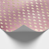 ハートメタリックピンクローズ赤面金ゴールド粉末 ラッピングペーパー (角)