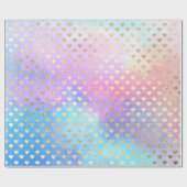 ハートメタリックミントアクア海ブルーピンク ラッピングペーパー (フラット)