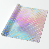 ハートメタリックミントアクア海ブルーピンク ラッピングペーパー (アンロールド)
