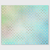 ハートメタリックミントアクア海ブルー金ゴールド ラッピングペーパー (フラット)